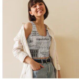 Taylor Swift Eras Tour Inspired Reputation Newsprint/Newspaper Crop Tank Top